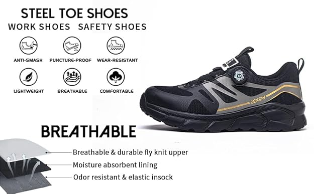 Men’s Lightweight Breathable Sports Shoes | Slip-Resistant Running Sneakers with Twist-Lock Lace System | Shock-Absorbing Casual Trainers