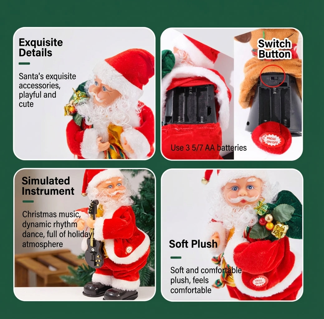 Electric Santa Claus Figurine｜Animated Christmas Decoration｜Holiday Desktop Ornament