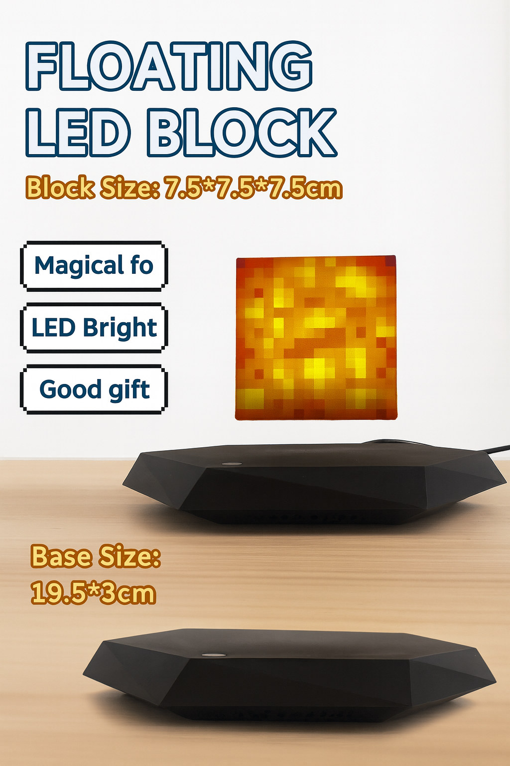 ✨ Floating Pixel Light Cube – Magnetic Levitating LED Ambient Lamp, Creative Desk Decor, Night Light & Gift Toy